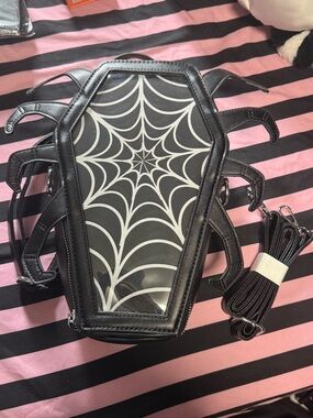 Black Spiderweb Coffin Bag - Gothic Womens Purse